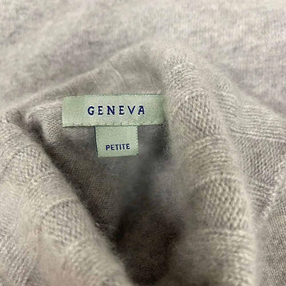 Geneva Women's‎ Pull-over Turtleneck Sweater Petite Light Gray 100% Cashmere LS